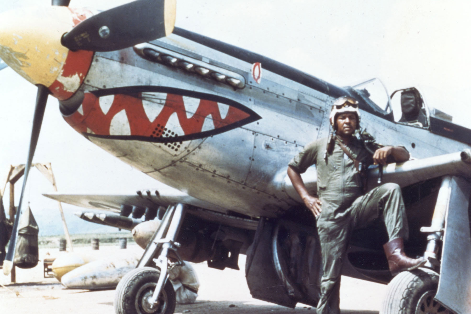Daniel "Chappie" James Jr., pictured here serving as a fighter pilot with a P-51 during the Korea.War, in 1975 because the first African American to reach the rank of four-star general and died shortly after his retirement in 1978.  His son, Daniel James III, also served in the Air Force and Air National Guard rising to the rank of lieutenant general, and becoming the first African-American to take command as director of the Air National Guard before retiring in 2006.  (U.S. Air Force)