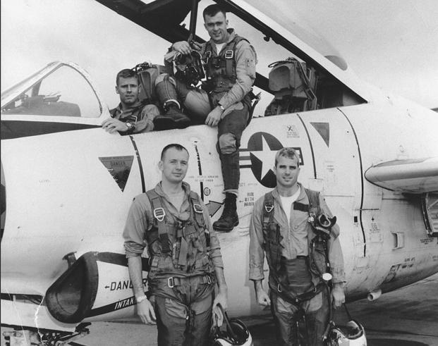 Undated photo of John S. McCain III, lower right, during flight training. (U.S. Navy photo courtesy of the Library of Congress)
