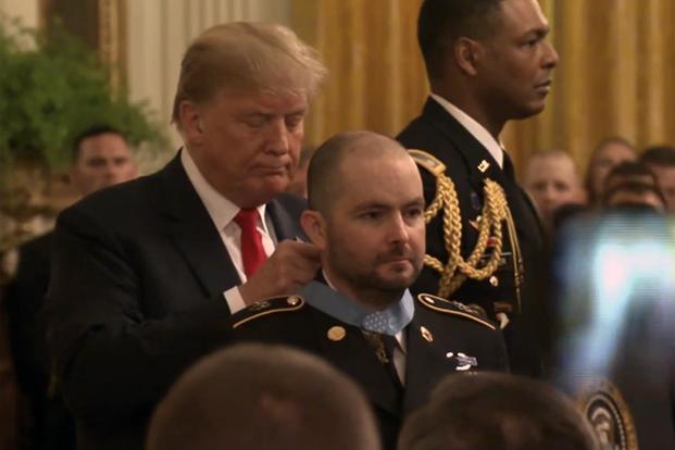 President Trump Presents the Congressional Medal of Honor to Ronald Shurer II, a former Army Green Beret. (Screenshot from DVIDS livestream)