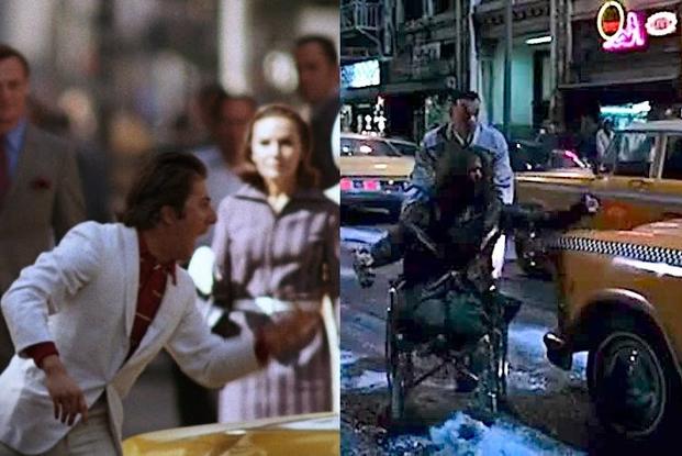 Dustin Hoffman as Ratso Rizzo in "Midnight Cowboy" and Gary Sinise as Lt. Dan Taylor in "Forrest Gump" are both walkin' here.