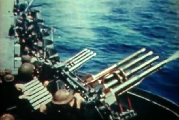 This is definitely a scene from John Ford's "The Battle of Midway." Odds are good that it's also in "Midway."