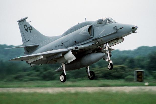 An A4M Skyhawk taking off in 1989. (U.S. Marine Corps photo) A4M Skyhawk