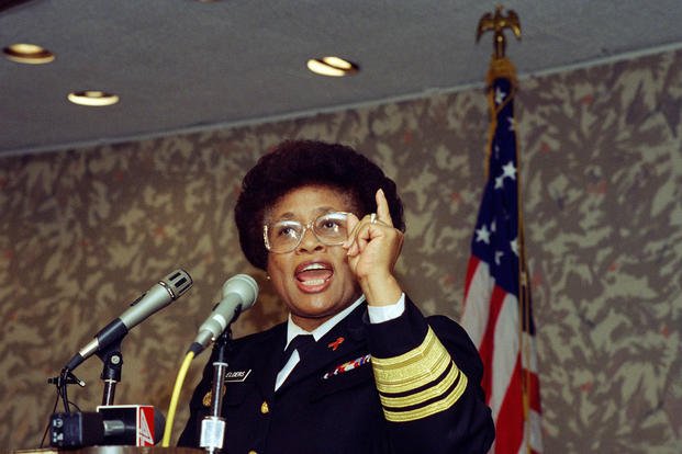 U.S. Surgeon General Dr. Joycelyn Elders speaks about mental-health issues during the 10th annual conference for the Coalition for Community Living in Detroit.