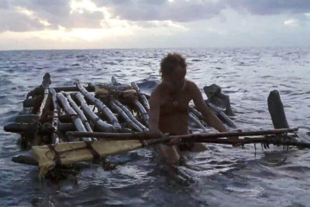Chuck Noland (Tom Hanks) makes his escape from the island in 'Cast Away.' (Photo courtesy of IMDB.com) Chuck Noland (Tom Hanks) makes his escape from the island in 'Cast Away.'