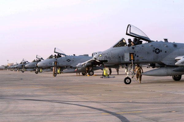 Several A-10 Thunderbolts II arrive in support of regional military activities including Operation INHERENT RESOLVE (U.S. Air Force photo by Tech. Sgt. Jared Marquis)