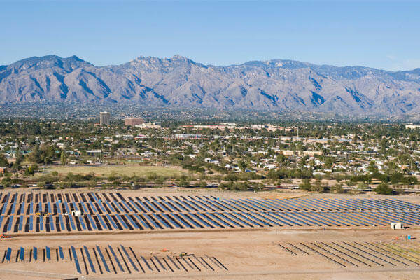 The Davis-Monthan solar array project, on 170 acres of underutilized land, makes it the largest of its kind on any Defnese Department installation. (U.S. Air Force photo/1st Lt. Sarah Ruckriegle)
