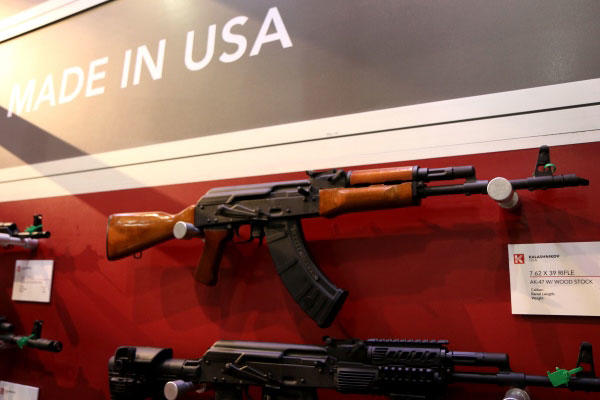A U.S. firm displayed famous AK-47 Kalashnikov rifles it plans to manufacture in the U.S. at the 2015 Shot Show. (Military.com/Matt Cox)