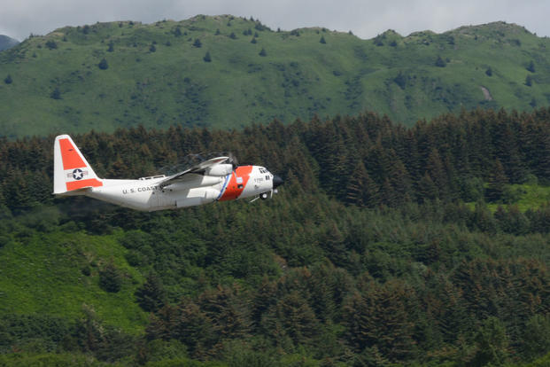  An Air Station Kodiak C-130 Hercules aircrew takes off from Kodiak, Alaska, Airport to deliver helicopter parts to a forward operating location located in Deadhorse, Alaska, July 1, 2015. (U.S. Coast Guard photo by Petty Officer 1st Class Kelly Parker)