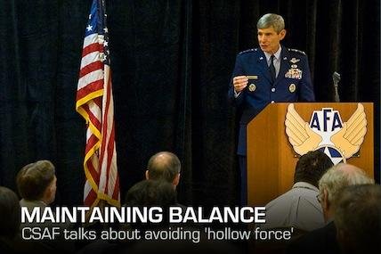 The Air Force chief of staff reinforced the importance of avoiding a "hollow force" to a group of civic and industry leaders.