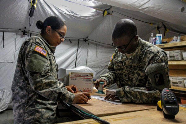 The now fully operational post office at Roberts International Airport, Monrovia, Liberia, was the first fully functional Army post office to open there. (U.S. Army/ Spc. Caitlyn Byrne)
