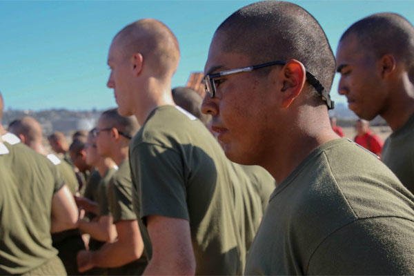 Recruit Florentino A. Buck, Platoon 1050, Charley Company, 1st Recruit Training Battalion, begins the timed three mile run portion of the Physical Fitness Test at Marine Corps Recruit Depot San Diego. (Marine Corps photo by Sgt. Walter D. Marino II)