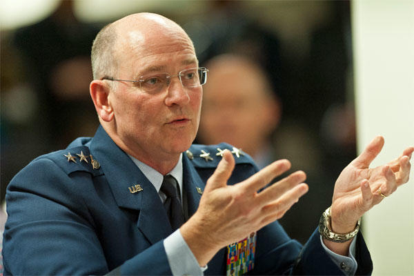 Lt. Gen. James F. Jackson, the chief of the Air Force Reserve, testifies to the National Commission of the Structure of the Air Force October 24, 2013 in Arlington, Va. (U.S. Air Force photo)