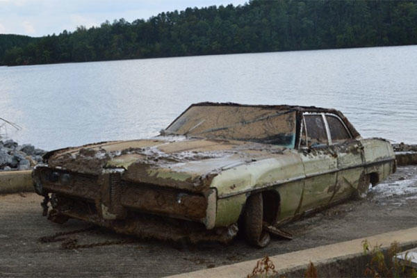 This photo, released by the Caldwell County Sheriff's Department, shows the car authorities pulled from a North Carolina lake in their investigation into a 43-year-old missing persons case.
