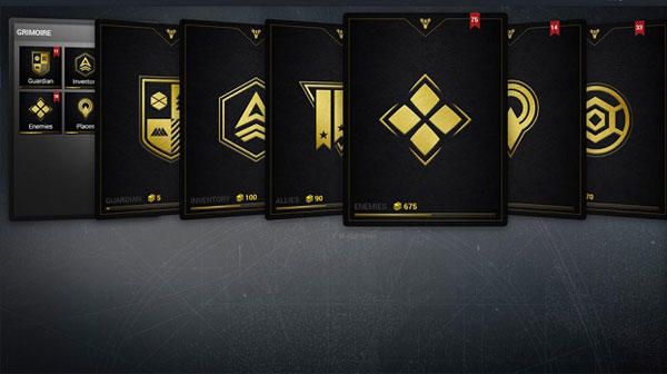 Destiny Guide Grimoire Cards Categories