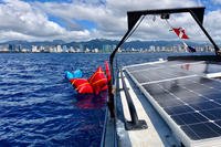 The Coast Guard oversees the salvage operation of a privately-owned Hawker Hunter aircraft off Honolulu, Jan. 7, 2018. The aircraft crashed during a training exercise in December 2018. (U.S. Coast Guard photo/Russ Strathern)