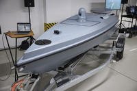 Ukrainian multi-purpose unmanned surface boat capable of performing various tasks, is seen in Ukraine