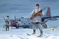 U.S. Air Force personnel stand guard at an Alaska airbase during the Cold War in this painting by Mort Kunstler. Operation Washtub trained 89 civilian Alaskans as stay-behind agents to gather intelligence if Soviet forces invaded the territory between 1951 and 1959. ("Guardians of the North" by Mort Kunstler, courtesy National Guard Bureau)