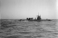 An Italian submarine operates in the Mediterranean Sea during World War I. Lt. Angelo Belloni stole the coastal submarine F-43, originally built for Russia, from the Muggiano shipyards near La Spezia in 1914. (Wikimedia Commons)