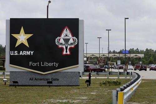 The new Fort Liberty sign is displayed outside the base