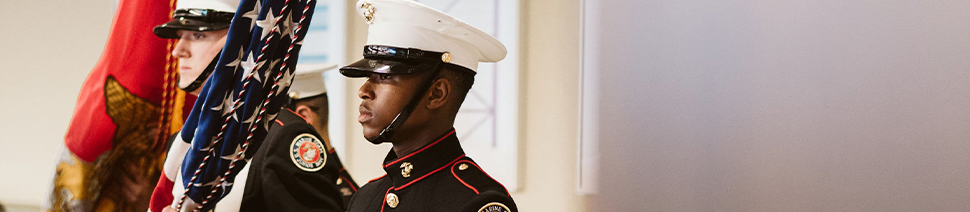 Marine honor guards with flags