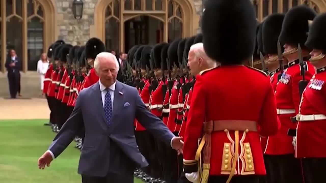 King Charles and Biden Inspect Honor Guard
