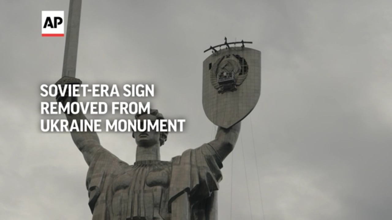 Soviet-Era Sign Removed From Ukraine Monument