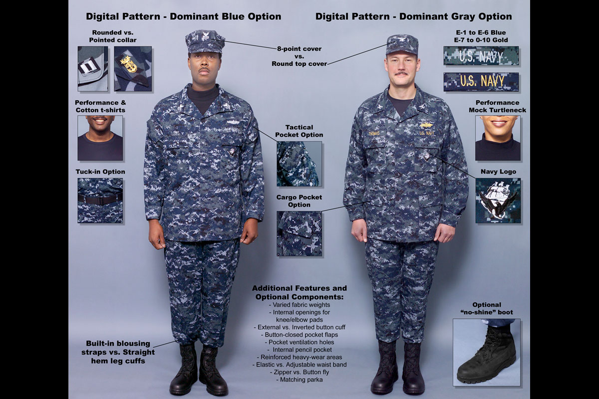 Set of 3 US NAVY Lieutenant Hat & Shirt Insignia NWU Blue Digital Camo Uniform 