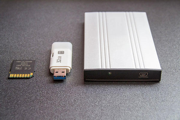 SD card, thumb drive, portable hard drive