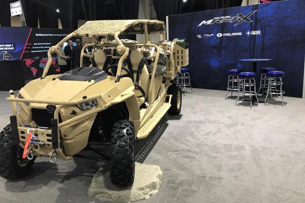 The Polaris MRZR X made its debut at the AUVSI unmanned systems show near Washington, D.C., February 8, 2018. (Image: Courtesy of Polaris)