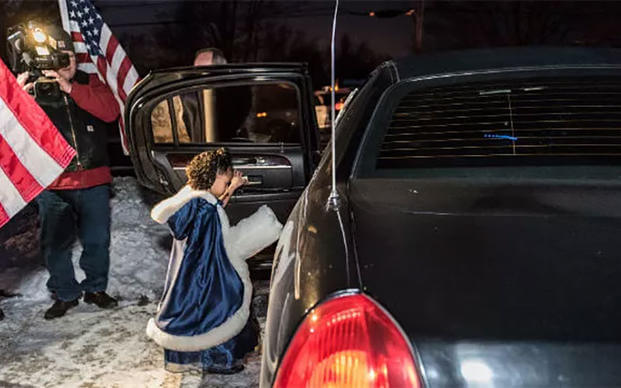 Cayleigh Hinton whose father, Sgt. Terrence Hinton died in a 2017 training accident, gets in a limo on her way to the February father-daughter dance. (Illinois National Guard/Staff Sgt. Robert R. Adams)