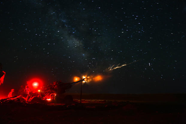 U.S. Army Soldiers with the 3rd Cavalry Regiment fire artillery alongside Iraqi Security Force artillery at known ISIS locations near the Iraqi-Syrian border, June 5, 2018. (U.S. Army photo/Anthony Zendejas IV)