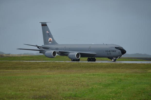 A U.S. Air Force KC-135 Stratotanker aircraft assigned to the 506th Expeditionary Air Refueling Squadron takes off from Andersen Air Force Base, Guam, July 14, 2017. (U.S. Air Force/Tech. Sgt. Richard P. Ebensberger)