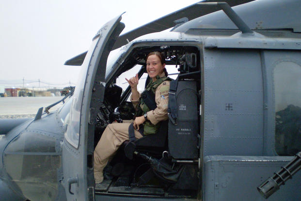 MJ Hegar served in the Air Force for 12 years, first as an aircraft maintenance mechanic and later as a pilot. She deployed three times to Afghanistan, earning the Distinguished Flying Cross on her final tour. Courtesy MJ Hegar’s campaign