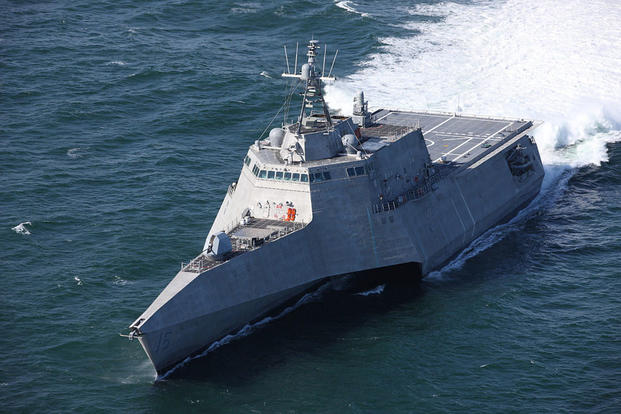 The future USS Tulsa (LCS 16) is underway for acceptance trials, which are the last significant milestone before delivery of the Independence-variant littoral combat ship to the Navy, March 8, 2018. (U.S. Navy photo courtesy of Austal USA)