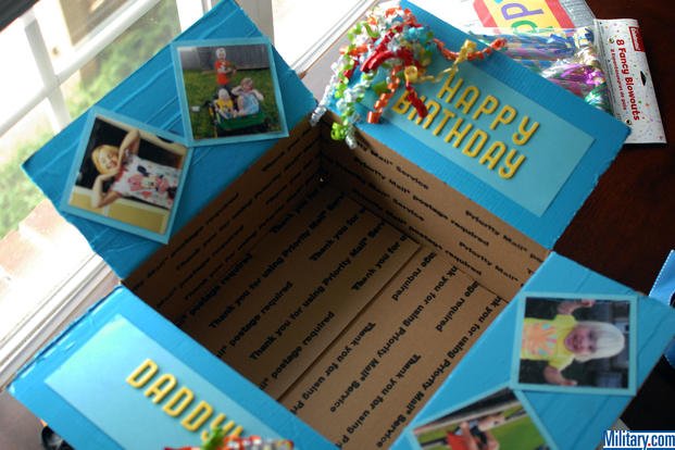 Your military birthday care package box is finished. (MIlitary.com)