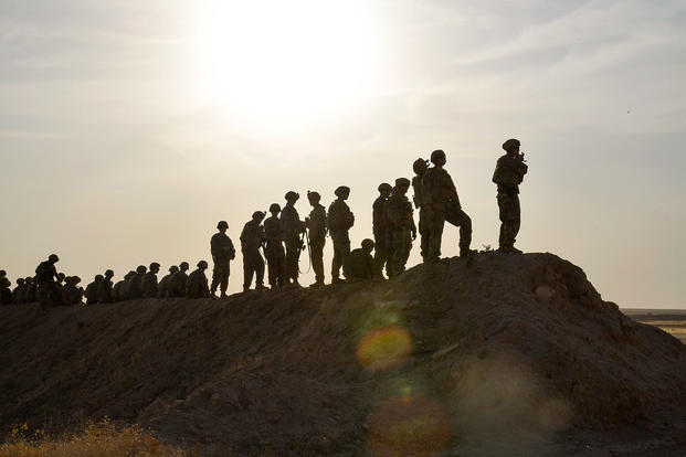 Soldiers observe a Javelin anti-tank missile live-fire training event in Iraq, Oct. 4, 2018. The soldiers, assigned to the 3rd Cavalry Regiment, were supporting Operation Inherent Resolve. (U.S. Army photo by 2nd Lt. Jamie Douglas)