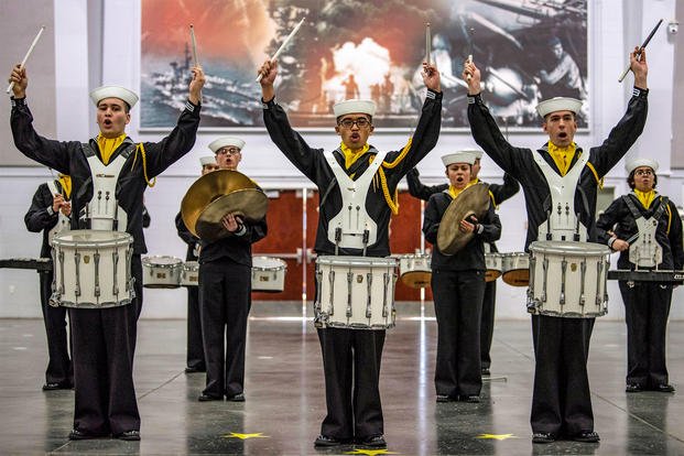 Navy Recruit Training Command band members perform during a graduation ceremony in Great Lakes, Ill., Nov. 21, 2018. (U.S. Navy photo by Petty Officer 2nd Class Spencer Fling)