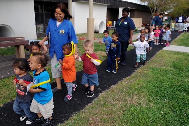 Naval Support Activity Hampton Roads Child Development Center hosts a Month of the Military Child parade. (Navy Photo)