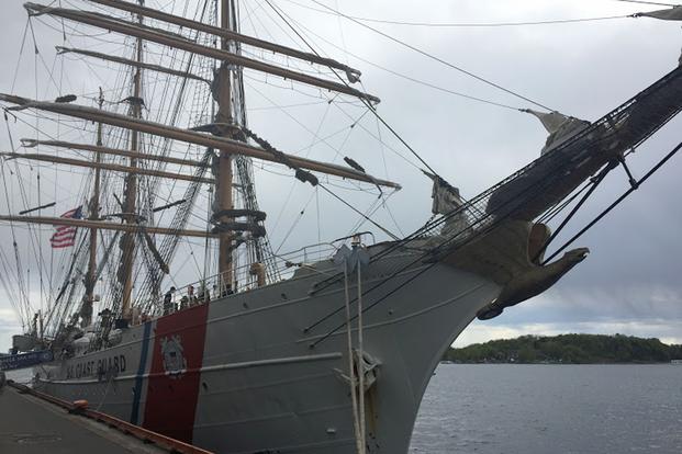 The U.S. Coast Guard's Barque Eagle, known as "America's Tall Ship," came into port in Oslo, Norway May 5, 2019 for the first time since 1963. (Military.com photo/Oriana Pawlyk)