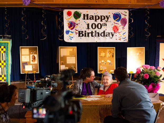 Charlotte Schwid celebrated her 100th birthday at the local VFW post. (Courtesy of Aspect Alaska Photography)