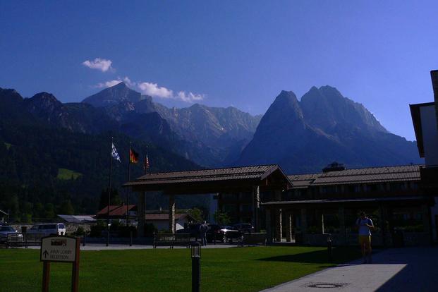 Mountain view from the Edelweiss Lodge and Resort's main entrance. Wikipedia photo