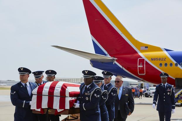 Southwest Airlines Captain Bryan Knight flies his father back home to Dallas Love Field for the final time more than 50 years after he was killed in action during the Vietnam War in 1967. (Image: Southwest Airlines)