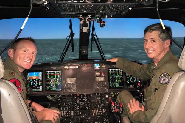 Maj. Zach Roycroft and Tony Arrington, 413th Flight Test Squadron, became the first Air Force pilots to earn a Type Rating on the AW-139 helicopter in Whippany, N.J., on July 29, 2019. The Eglin Air Force Base, Florida, pilots completed the five-week course on the civilian counterpart to the Air Force’s new MH-139 helicopter. The MH-139 will replace the Air Force’s aging UH-1N Huey. (Courtesy photo via AF.mil)