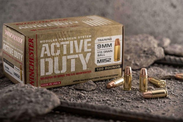 Winchester's "Active Duty" 9mm training round line for the United States Army Modular Handgun System. (Image Courtesy of Winchester)