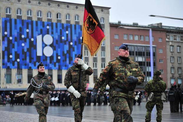 Several NATO allies units participated alongside the Estonian Defense Forces in Estonia’s Independence Day parade at Freedom Square in Tallinn, Estonia, Feb. 24, 2019 (U.S. Air Force/Master Sergeant Andy M. Kin)