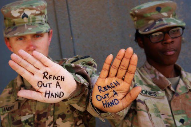 Two soldiers support suicide prevention.