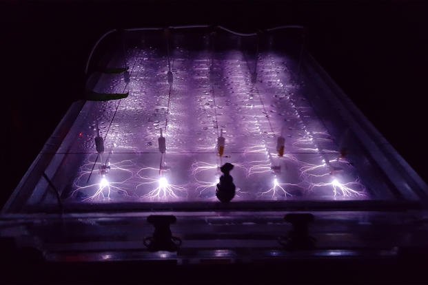 A plasma reactor is demonstrated.