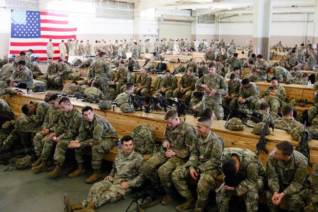 Paratroopers assigned to 1st Brigade Combat Team, 82nd Airborne Division load aircraft bound for U.S. Central Command 
