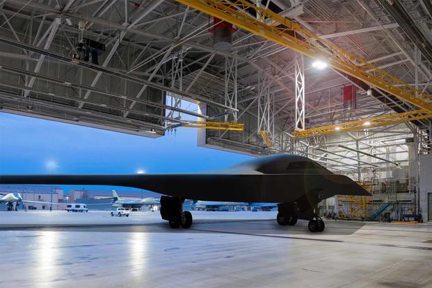 This is an artist rendering of a B-21 Raider.