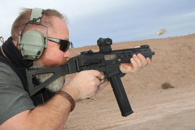 Matt Jacques live-firing the new SMG 45 Pistol Caliber Carbine at SHOT Show 2020